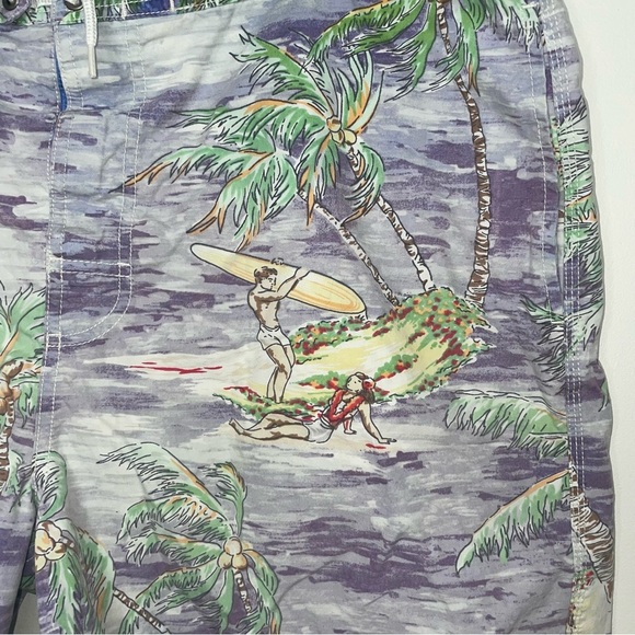 Polo Ralph Lauren Mens Swim Trunks Board Shorts Palm Tree Beach Hawaiian Surfer - Picture 7 of 12